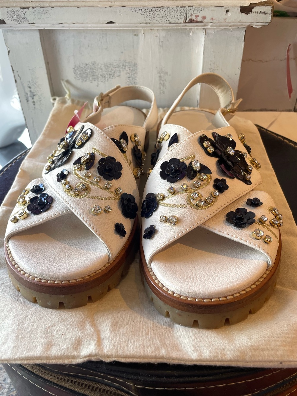 AGL white leather embellished sandals